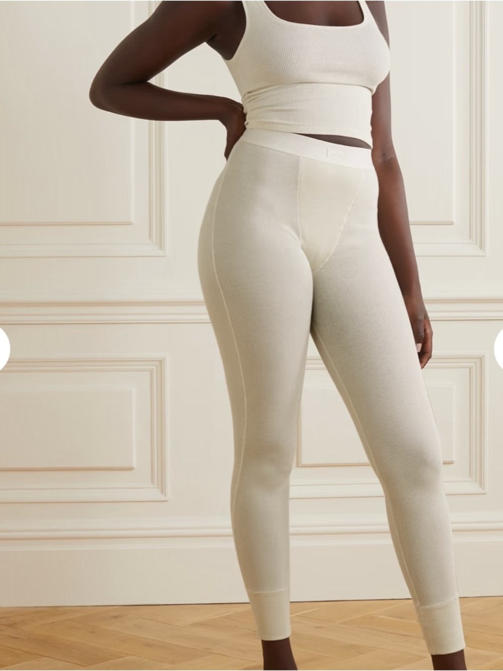 Skims Ribbed High-Waist Cream Leggings